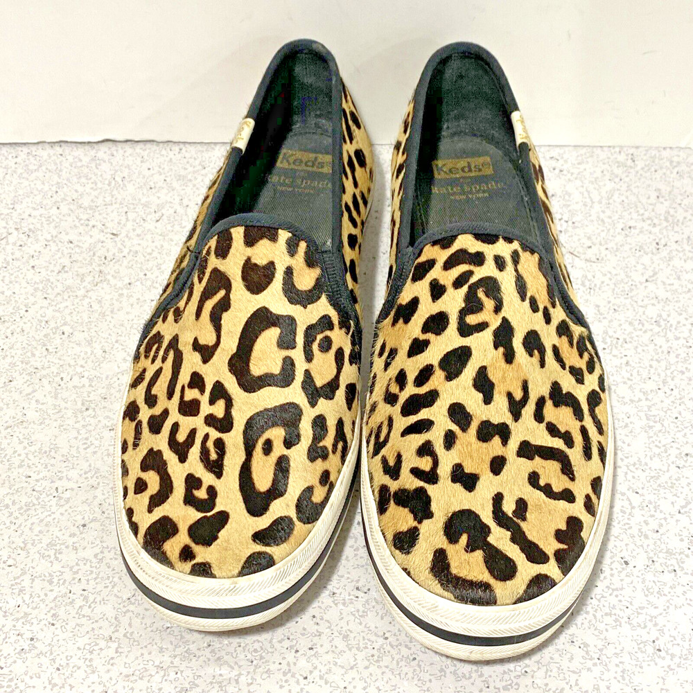 Keds x kate spade Double Decker Sneakers Leopard Print Fur Flats Shoes US 9.5M - Picture 3 of 12